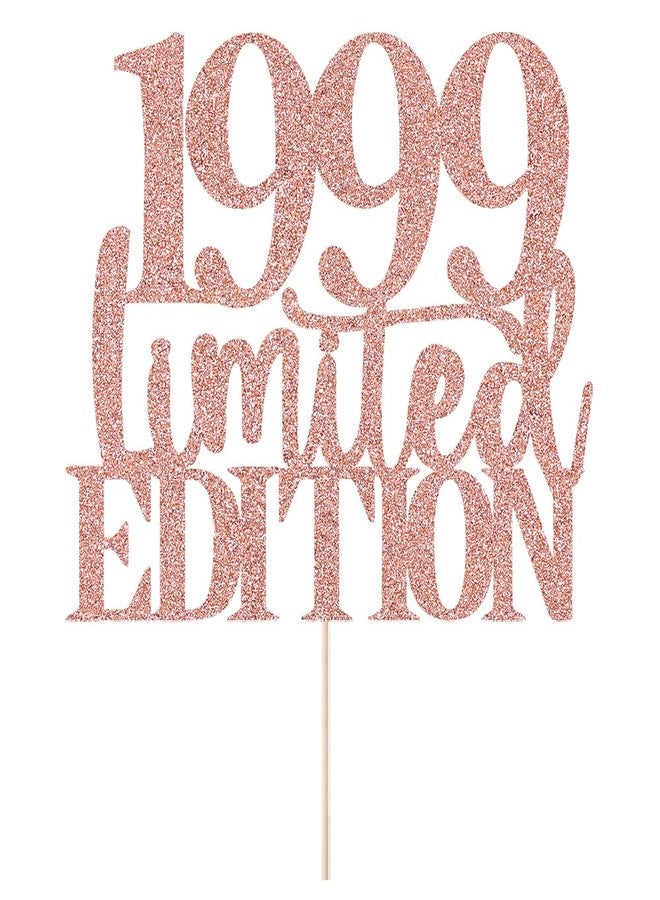 Yetxel Limited EDITION 1999 cake topper 27th birthday happy birthday cake topper men and women cheer 27 years old handmade rose gold glitter cake decoration (1999) - Image 1